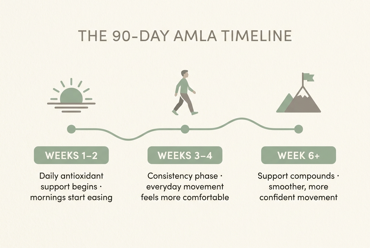 The 90-day amla support timeline